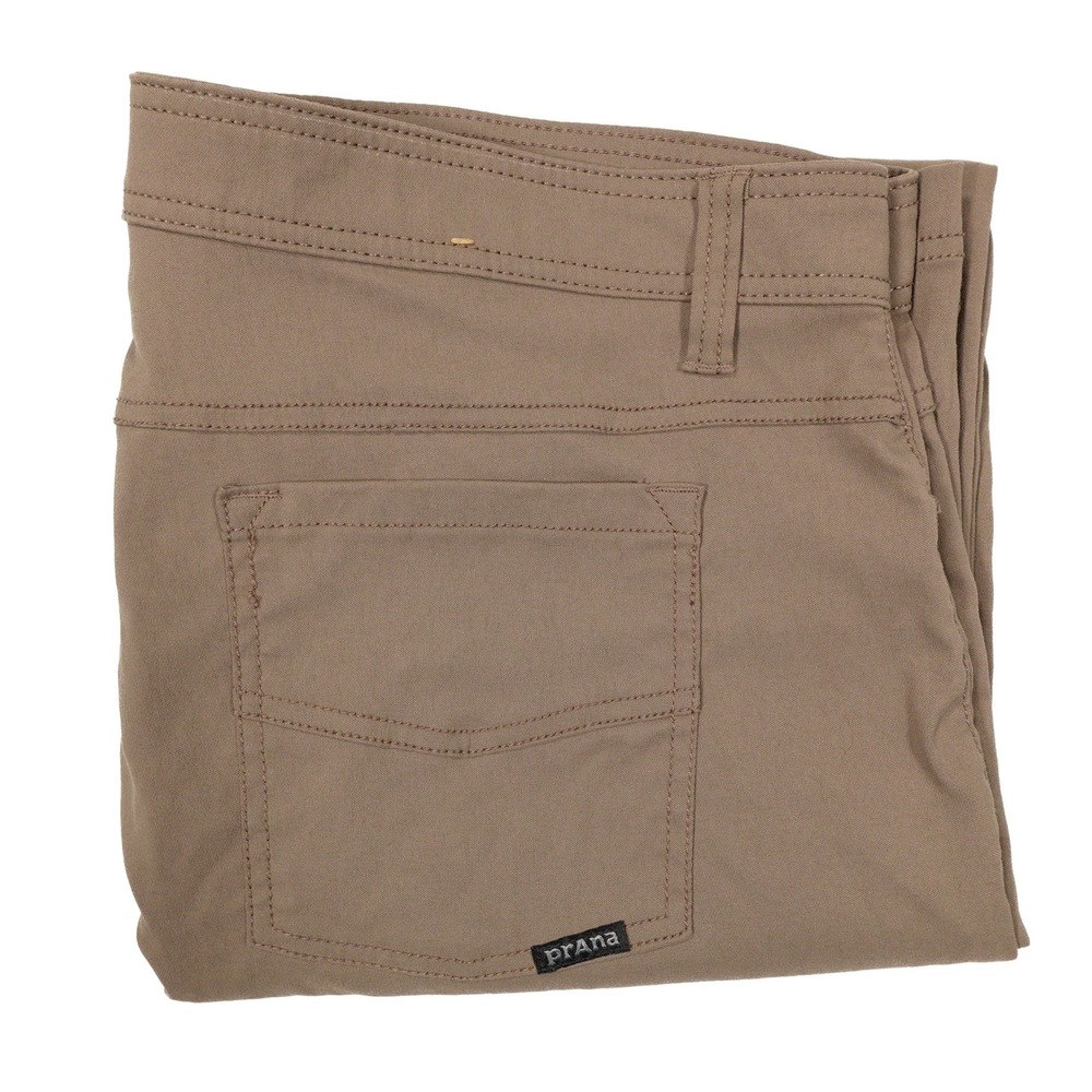 PRANA Men's Size 38x30 Brown Nylon Stretch Slim Fit Brion Outdoor Hiking Pants